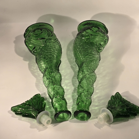 60S MCM EMPOLI RARE GREEN FISH CHIANTI BARDI LIQUOR GENIE BOTTLES /STOPPERS 15+” - Picture 7 of 16